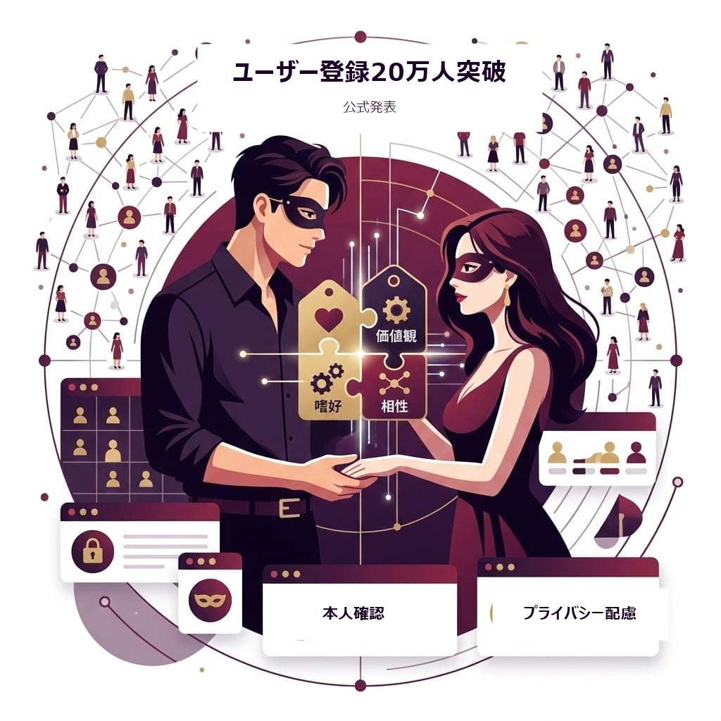 ユーザー登録20万人突破と本人確認・プライバシー配慮のイメージ